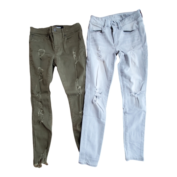 American eagle outfitters express distressed style ankle jeans size 2 - Picture 1 of 4